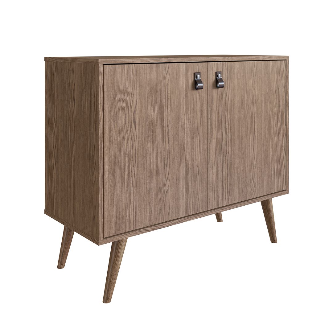 Manhattan Comfort Amber Accent Cabinet With Faux Leather Handles In Nature