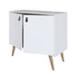Manhattan Comfort Amber Accent Cabinet With Faux Leather Handles In White