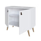 Manhattan Comfort Amber Accent Cabinet With Faux Leather Handles In White