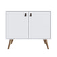 Manhattan Comfort Amber Accent Cabinet With Faux Leather Handles In White