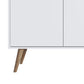 Manhattan Comfort Amber Accent Cabinet With Faux Leather Handles In White