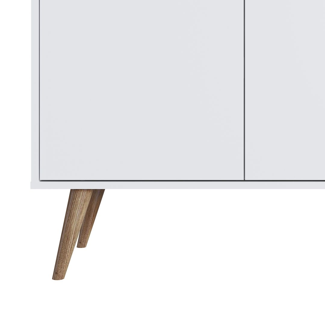 Manhattan Comfort Amber Accent Cabinet With Faux Leather Handles In White