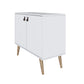 Manhattan Comfort Amber Accent Cabinet With Faux Leather Handles In White
