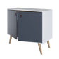 Manhattan Comfort Amber Accent Cabinet With Faux Leather Handles In White & Blue