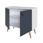 Manhattan Comfort Amber Accent Cabinet With Faux Leather Handles In White & Blue
