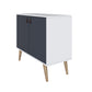 Manhattan Comfort Amber Accent Cabinet With Faux Leather Handles In White & Blue