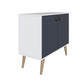 Manhattan Comfort Amber Accent Cabinet With Faux Leather Handles In White & Blue