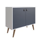 Manhattan Comfort Amber Accent Cabinet With Faux Leather Handles In White & Blue