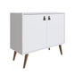 Manhattan Comfort Amber Accent Cabinet With Faux Leather Handles In White