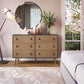 Manhattan Comfort Amber Double Dresser With Faux Leather Handles In Blue & Nature