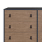 Manhattan Comfort Amber Double Dresser With Faux Leather Handles In Blue & Nature