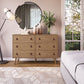 Manhattan Comfort Amber Double Dresser With Faux Leather Handles In Nature