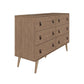 Manhattan Comfort Amber Double Dresser With Faux Leather Handles In Nature