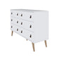 Manhattan Comfort Amber Double Dresser With Faux Leather Handles In White