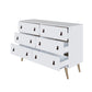Manhattan Comfort Amber Double Dresser With Faux Leather Handles In White