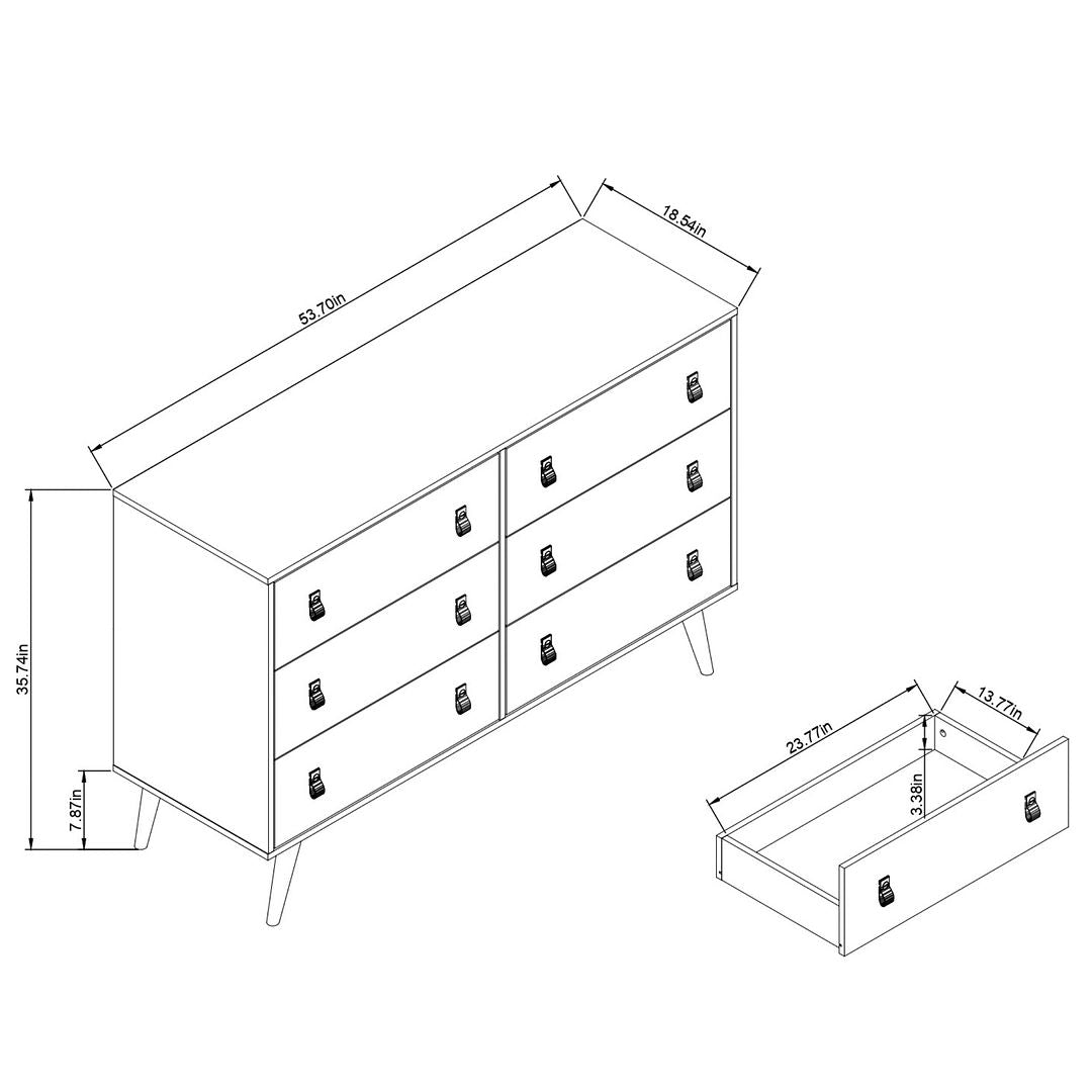 Manhattan Comfort Amber Double Dresser With Faux Leather Handles In Wh –  Kitchen Oasis