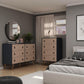 Manhattan Comfort Amber Matte Blue & Nature Double Wide & Tall Cabinet In A Set Of 2