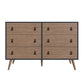 Manhattan Comfort Amber Matte Blue & Nature Double Wide & Tall Cabinet In A Set Of 2