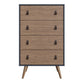 Manhattan Comfort Amber Matte Blue & Nature Double Wide & Tall Cabinet In A Set Of 2
