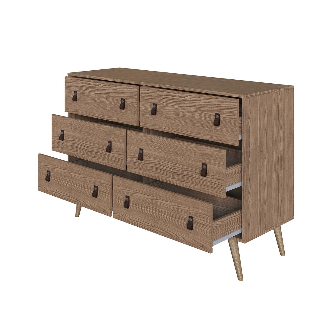 Manhattan Comfort Amber Matte Nature Double Wide & Tall Cabinet In A Set Of 2