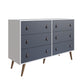 Manhattan Comfort Amber Matte White & Blue Double Wide & Tall Cabinet In A Set Of 2