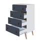 Manhattan Comfort Amber Matte White & Blue Double Wide & Tall Cabinet In A Set Of 2