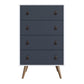 Manhattan Comfort Amber Matte White & Blue Double Wide & Tall Cabinet In A Set Of 2