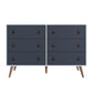 Manhattan Comfort Amber Matte White & Blue Double Wide & Tall Cabinet In A Set Of 2