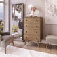 Manhattan Comfort Amber Tall Dresser Cabinet With Faux Leather Handles In Nature