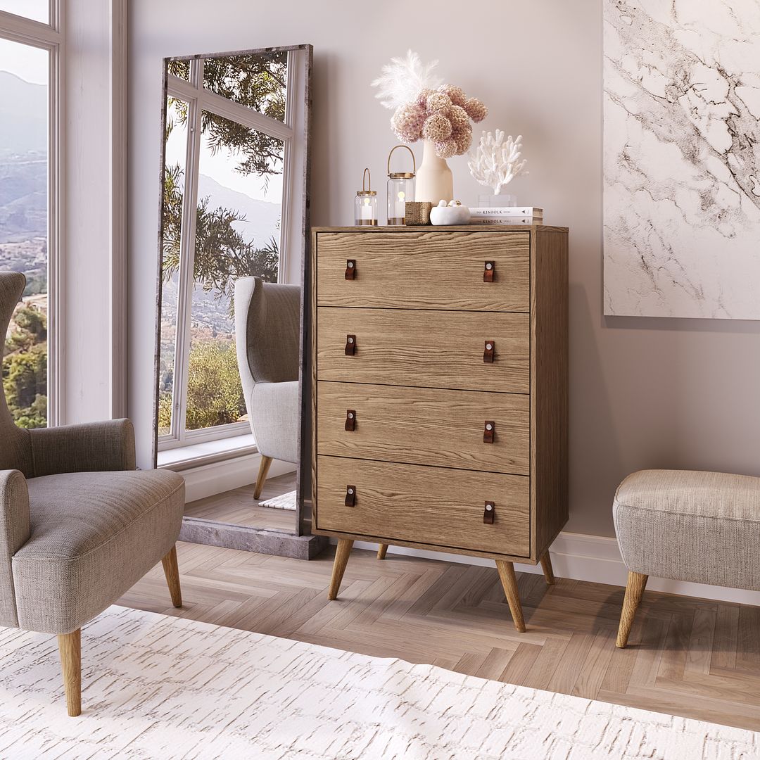 Manhattan Comfort Amber Tall Dresser Cabinet With Faux Leather Handles –  Kitchen Oasis
