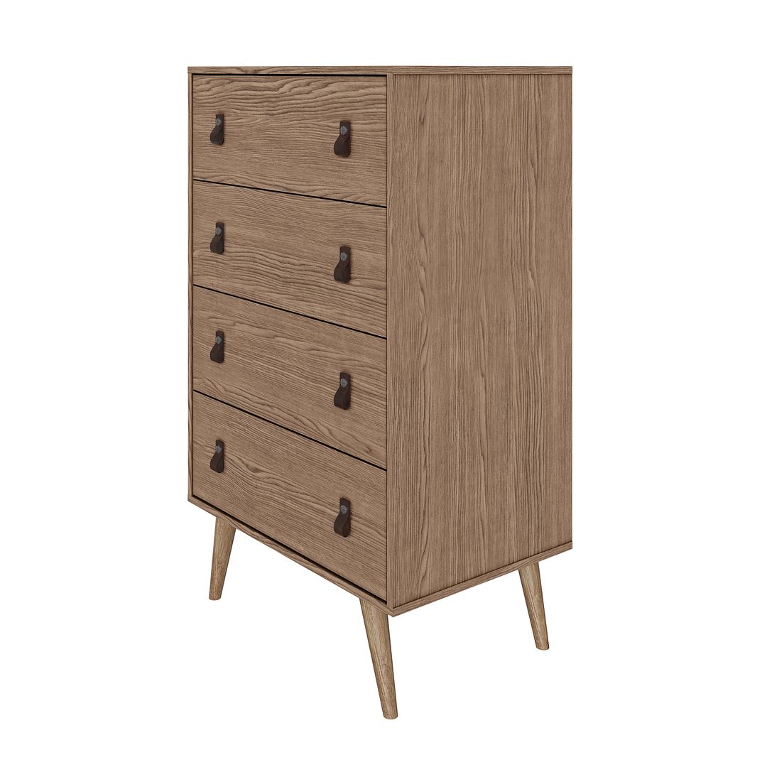 Manhattan Comfort Amber Tall Dresser Cabinet With Faux Leather Handles In Nature
