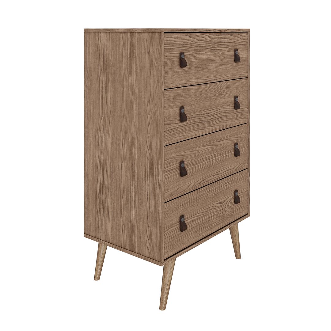 Manhattan Comfort Amber Tall Dresser Cabinet With Faux Leather Handles In Nature