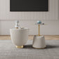 Manhattan Comfort Anderson 2-Piece Gold & Cream Upholstered End Tables 1.0 & 2.0