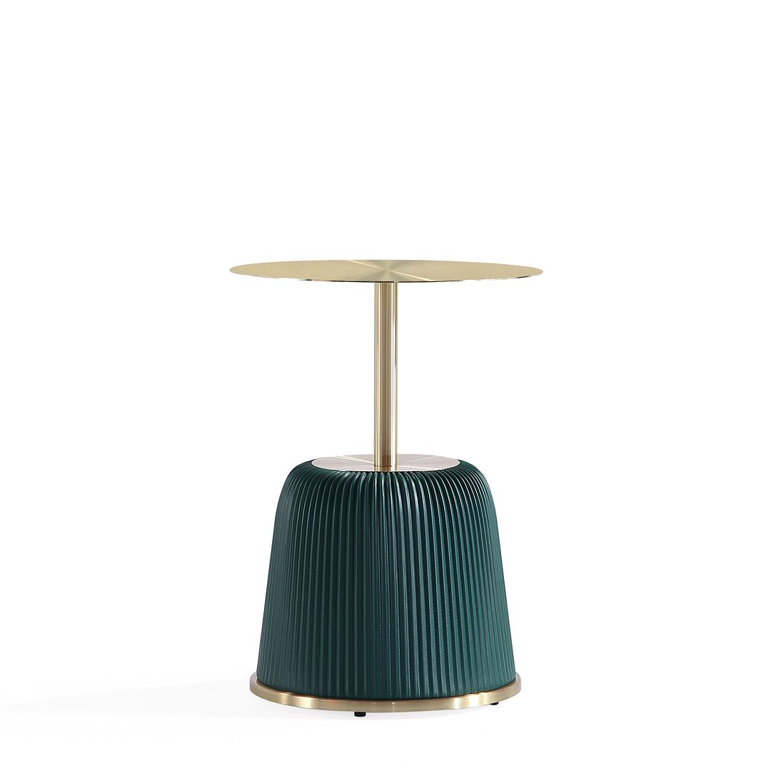 Manhattan Comfort Anderson 2-Piece Gold & Green Upholstered End Tables 1.0 & 2.0