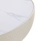 Manhattan Comfort Anderson 2-Piece Upholstered Coffee & End Table 1.0 In Cream Leatherette With Ceramic Faux Tabletop