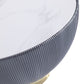 Manhattan Comfort Anderson 2-Piece Upholstered Coffee & End Table 1.0 In Gray Leatherette With Ceramic Faux Tabletop