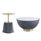 Manhattan Comfort Anderson 2-Piece Upholstered Coffee & End Table 1.0 In Gray Leatherette With Ceramic Faux Tabletop