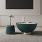 Manhattan Comfort Anderson 2-Piece Upholstered Coffee & End Table 1.0 In Green Leatherette With Ceramic Faux Tabletop