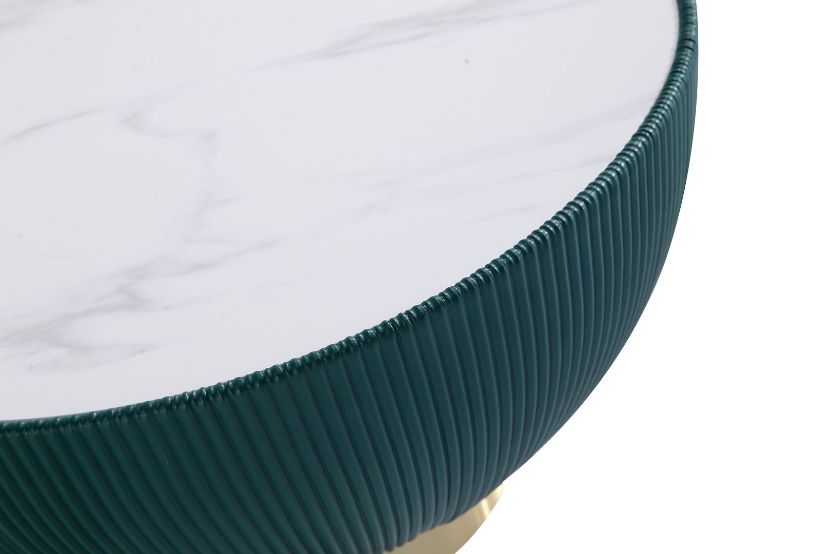 Manhattan Comfort Anderson 2-Piece Upholstered Coffee & End Table 1.0 In Green Leatherette With Ceramic Faux Tabletop