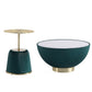 Manhattan Comfort Anderson 2-Piece Upholstered Coffee & End Table 1.0 In Green Leatherette With Ceramic Faux Tabletop