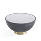 Manhattan Comfort Anderson 2-Piece Upholstered Coffee & End Table 2.0 In Gray Leatherette With Ceramic Faux Tabletop