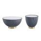 Manhattan Comfort Anderson 2-Piece Upholstered Coffee & End Table 2.0 In Gray Leatherette With Ceramic Faux Tabletop
