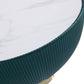 Manhattan Comfort Anderson 2-Piece Upholstered Coffee & End Table 2.0 In Green Leatherette With Ceramic Faux Tabletop