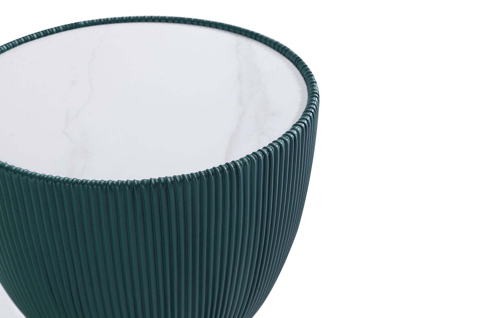 Manhattan Comfort Anderson 2-Piece Upholstered Coffee & End Table 2.0 In Green Leatherette With Ceramic Faux Tabletop