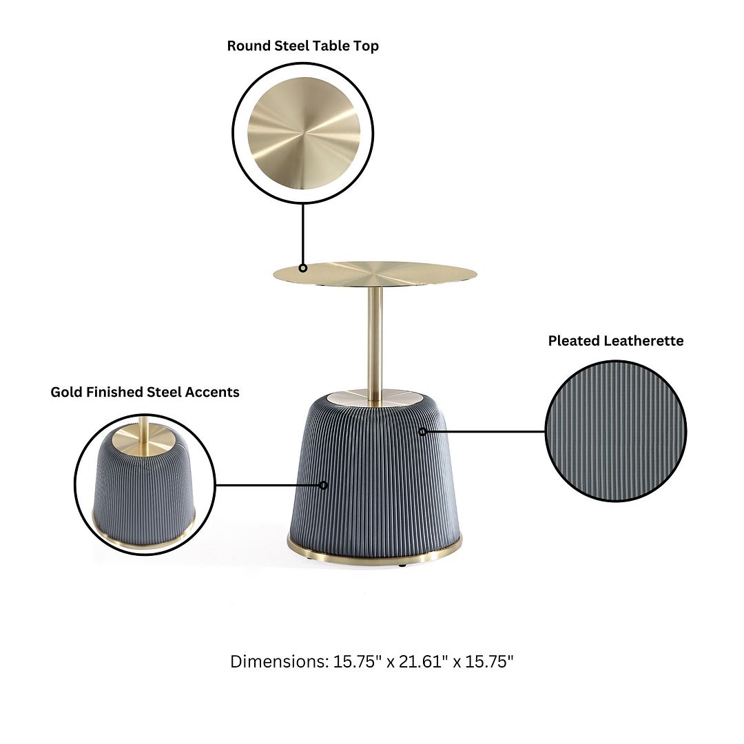 Manhattan Comfort Anderson 3-Piece Gold & Gray Upholstered Coffee Table & End Tables 1.0 & 2.0