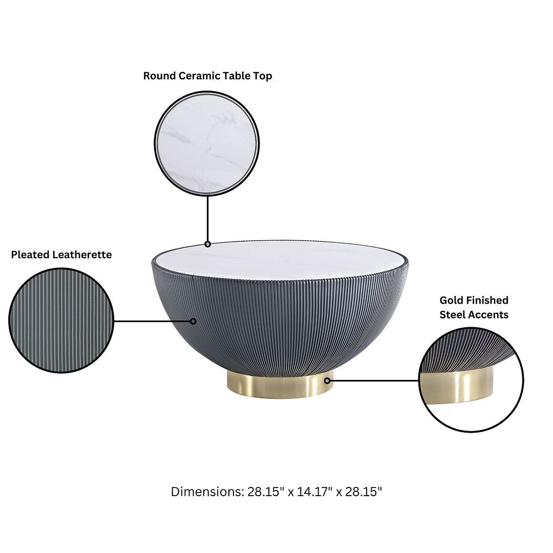 Manhattan Comfort Anderson 3-Piece Gold & Gray Upholstered Coffee Table & End Tables 1.0 & 2.0