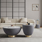 Manhattan Comfort Anderson 3-Piece Gold & Gray Upholstered Coffee Table & End Tables 1.0 & 2.0