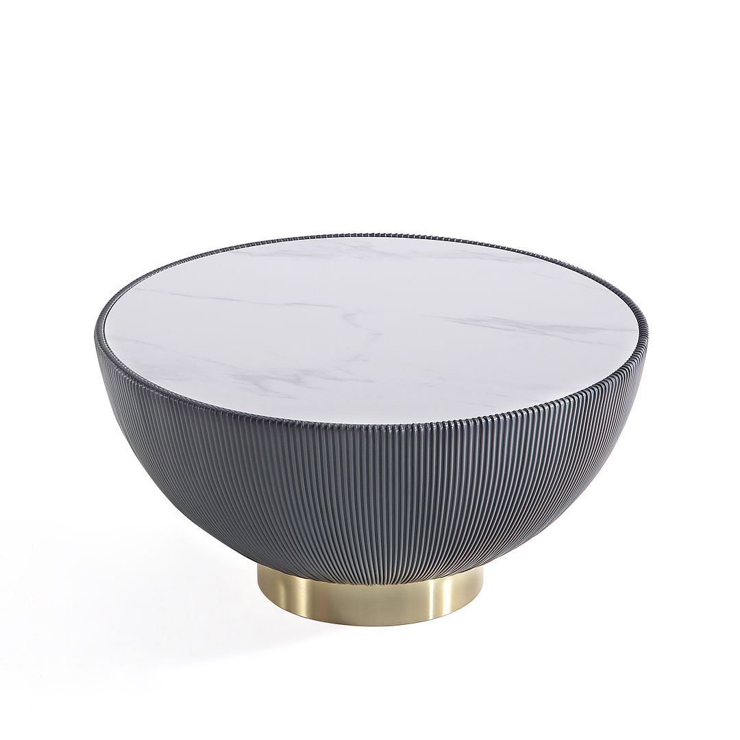 Manhattan Comfort Anderson 3-Piece Gold & Gray Upholstered Coffee Table & End Tables 1.0 & 2.0