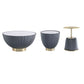 Manhattan Comfort Anderson 3-Piece Gold & Gray Upholstered Coffee Table & End Tables 1.0 & 2.0