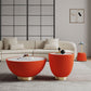 Manhattan Comfort Anderson 3-Piece Gold & Orange Upholstered Coffee Table & End Tables 1.0 & 2.0